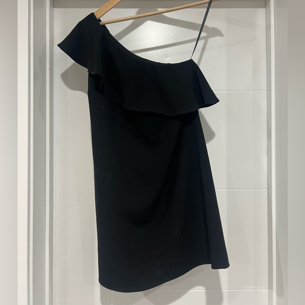French Connection Black One-Shoulder Ruffle Dress - Size 0 NWT